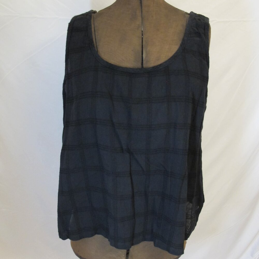 St. Germain Petite black windowpane top  XL